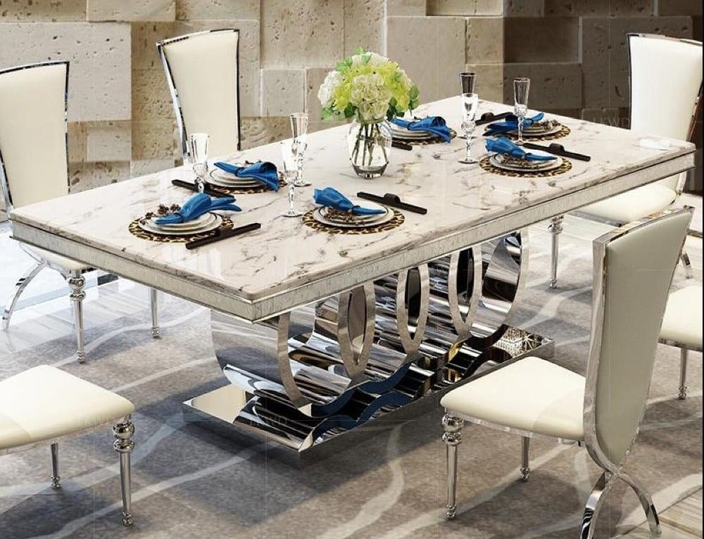 Lixra Geometric Pattern Marble Dining Table-Set