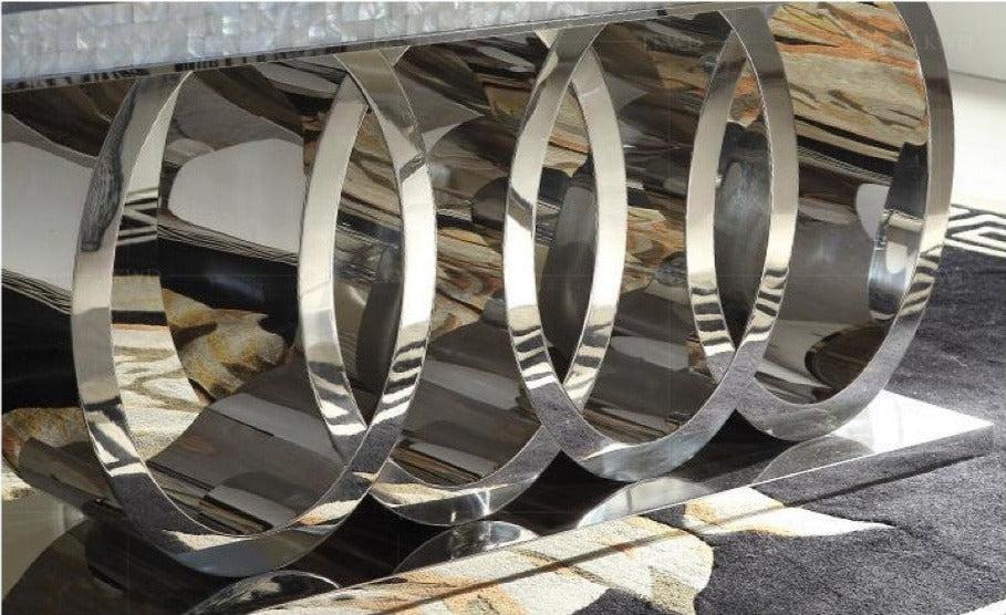 Lixra Geometric Pattern Marble Dining Table-Set