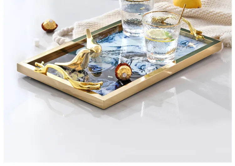 Lixra Gilded Handles Coffee Table Tray