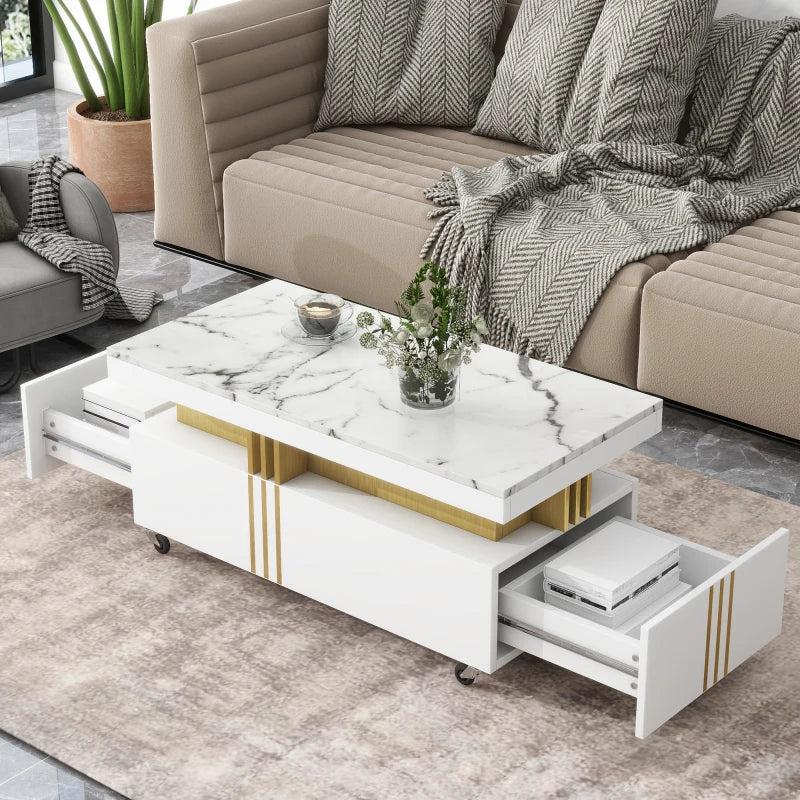 Lixra Glamorous Faux Marble Coffee Table