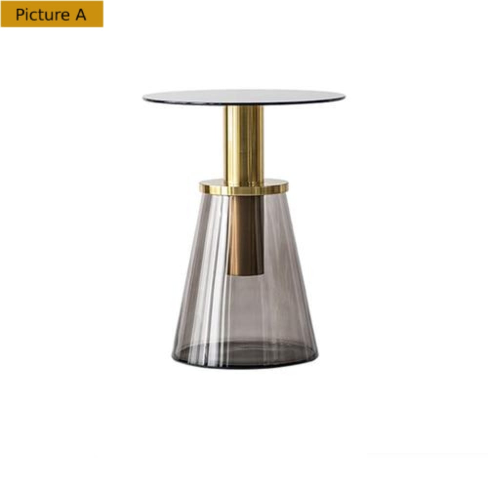Lixra Glass Finish Round Top Minimalist Side Table