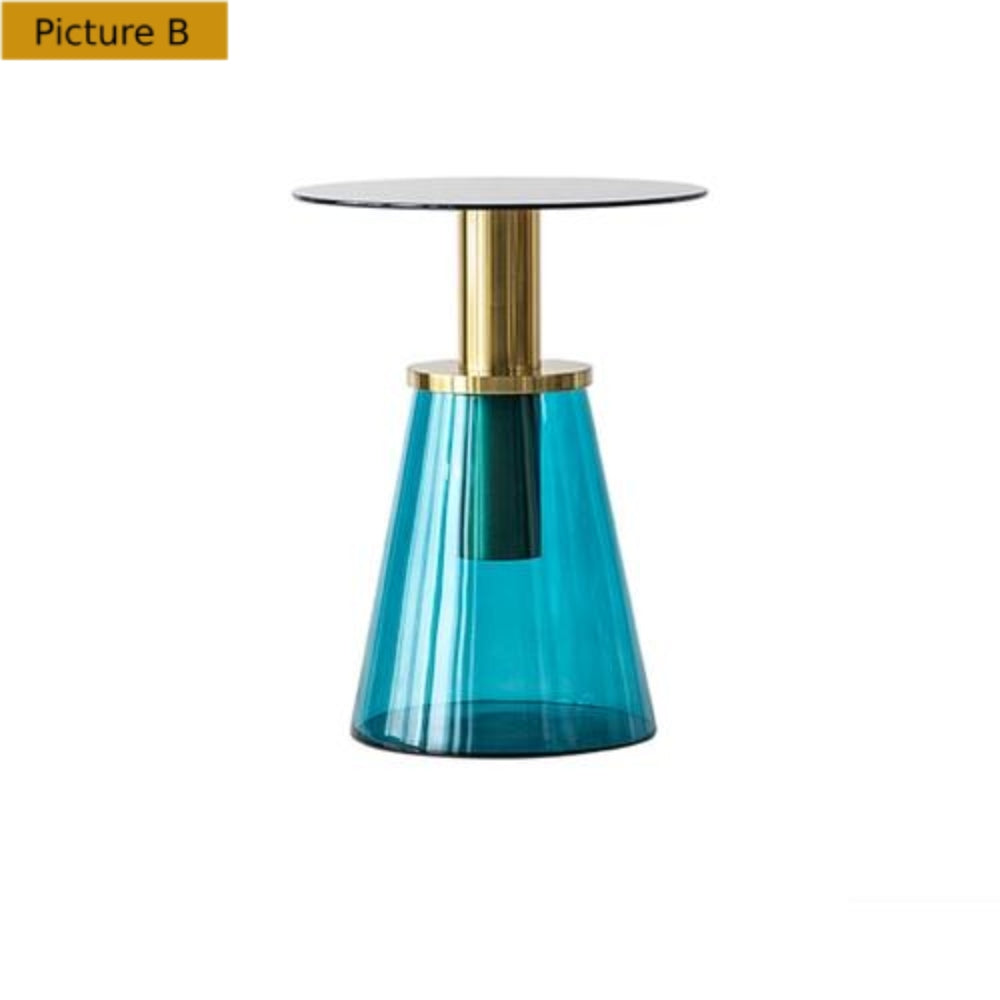 Lixra Glass Finish Round Top Minimalist Side Table