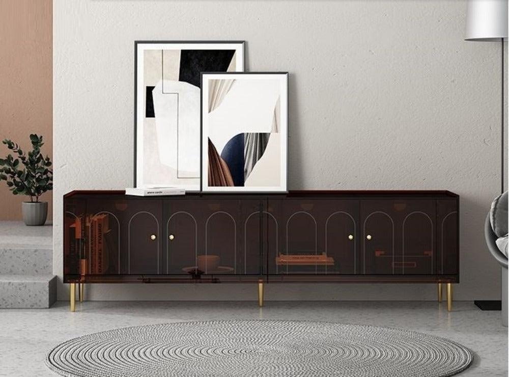 Lixra Glass Finish Wooden TV Stand