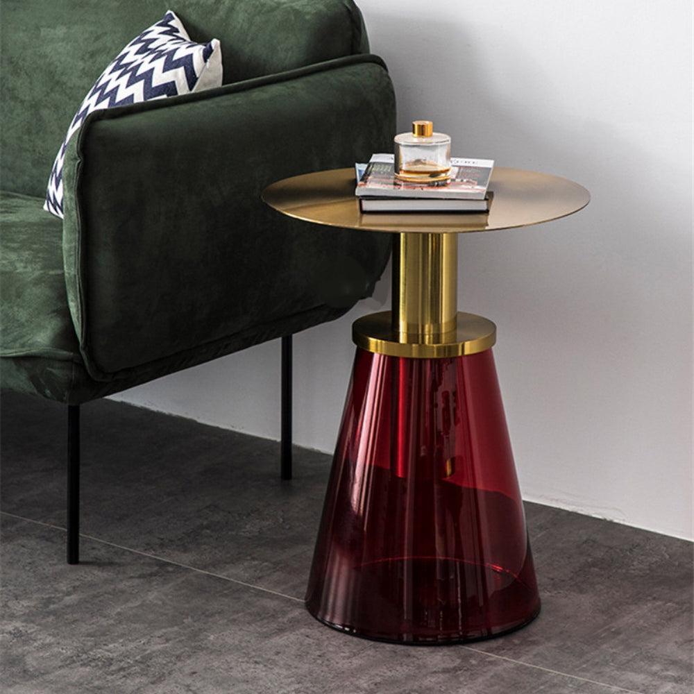 Lixra Glass Frustum Base Round Top Side Table