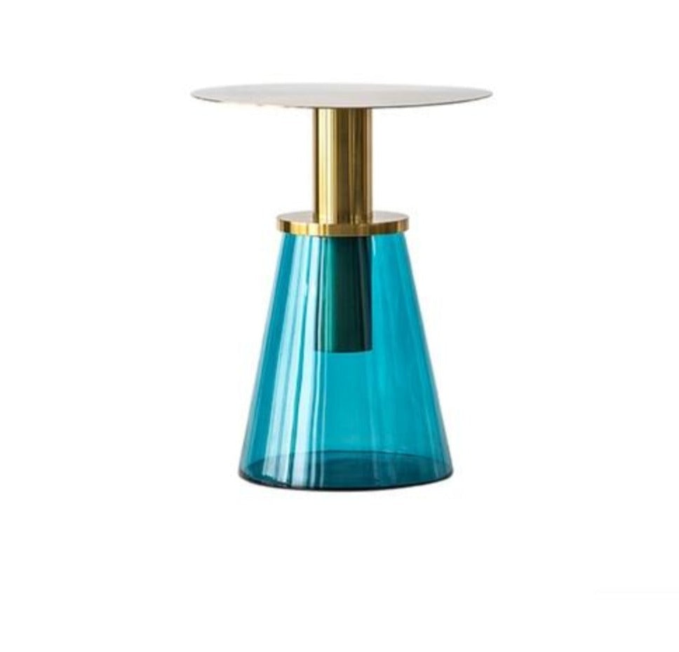 Lixra Glass Frustum Base Round Top Side Table