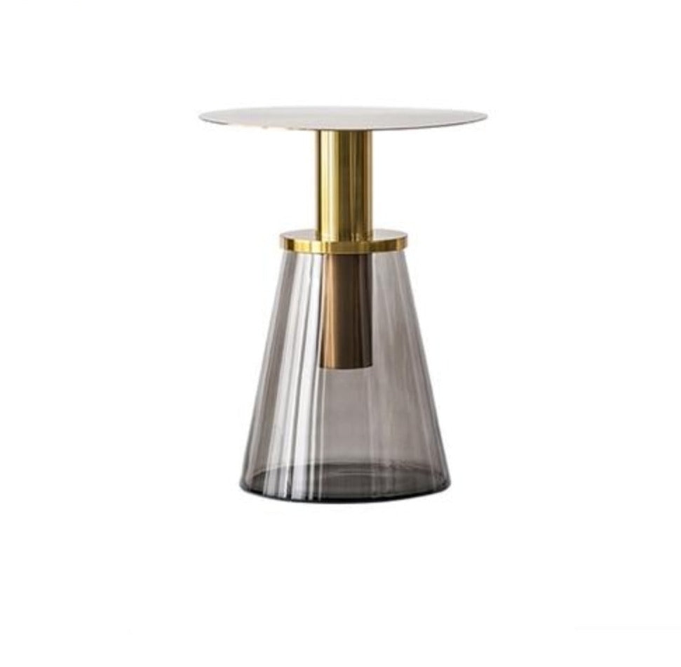 lixra Glass Frustum Base Round Top Side Table