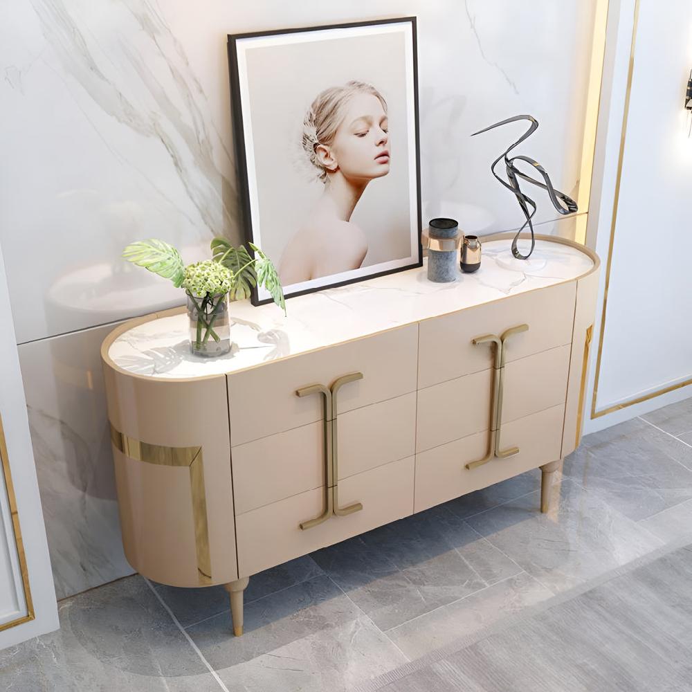 Lixra Glorious Marble Top Buffet Table With Drawer