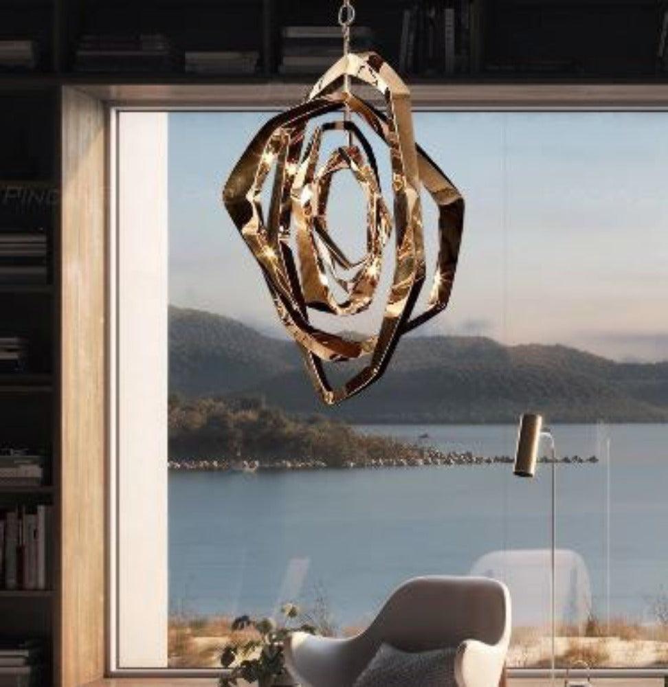 Lixra Glossy Copper Modern LED Twist Chandelier