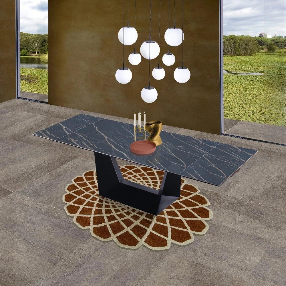 lixra Glossy Expandable Marble Dining Table