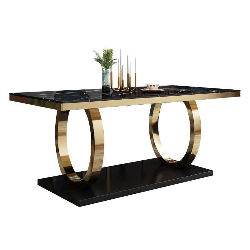 lixra Glossy Finish Marble Dining Table Set