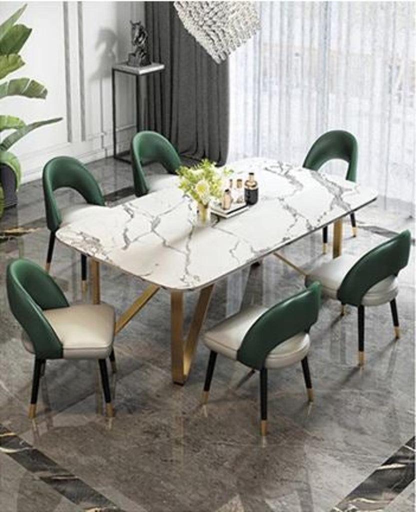 lixra Glossy Finish Rectangular Dining Table Set