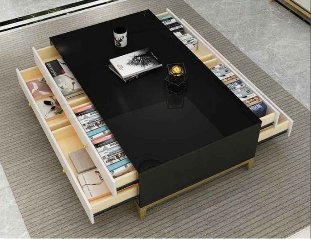 Lixra Glossy Finish Wooden Modern Coffee Table