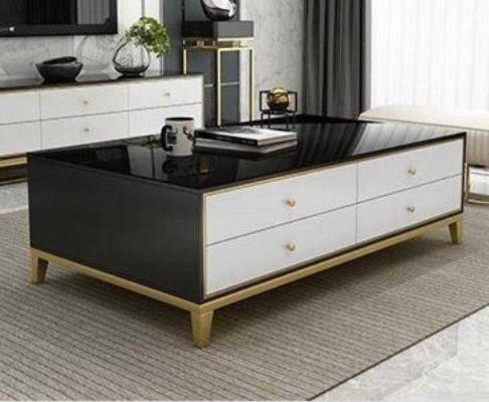 Lixra Glossy Finish Wooden Modern Coffee Table