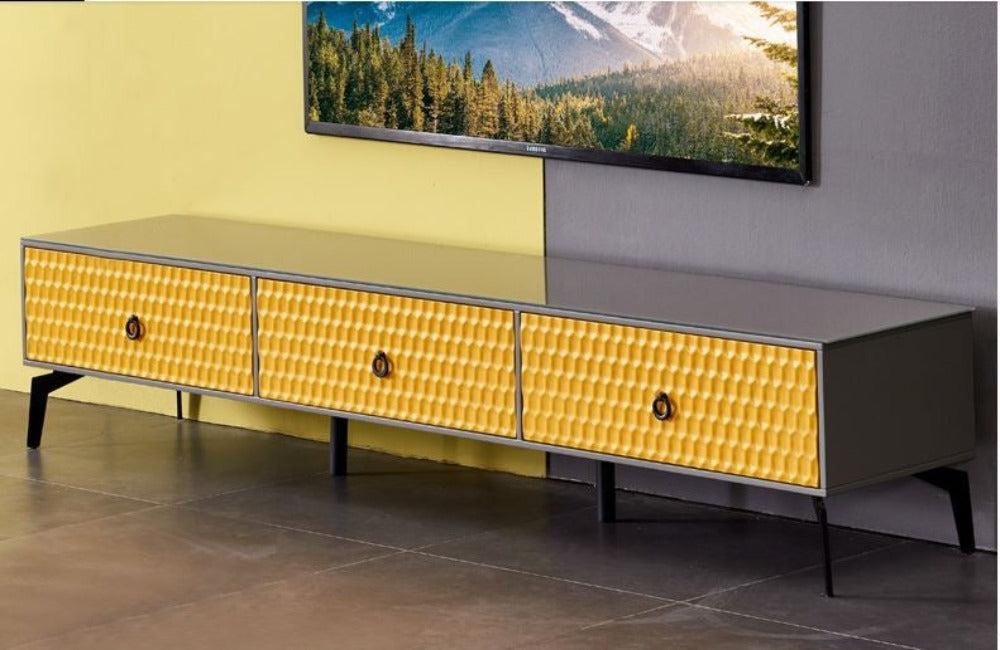 Lixra Glossy Finish Wooden Modern TV Stand