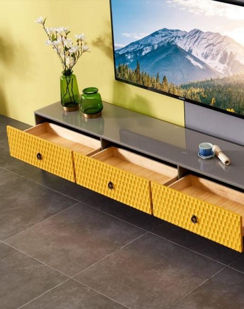Lixra Glossy Finish Wooden Modern TV Stand