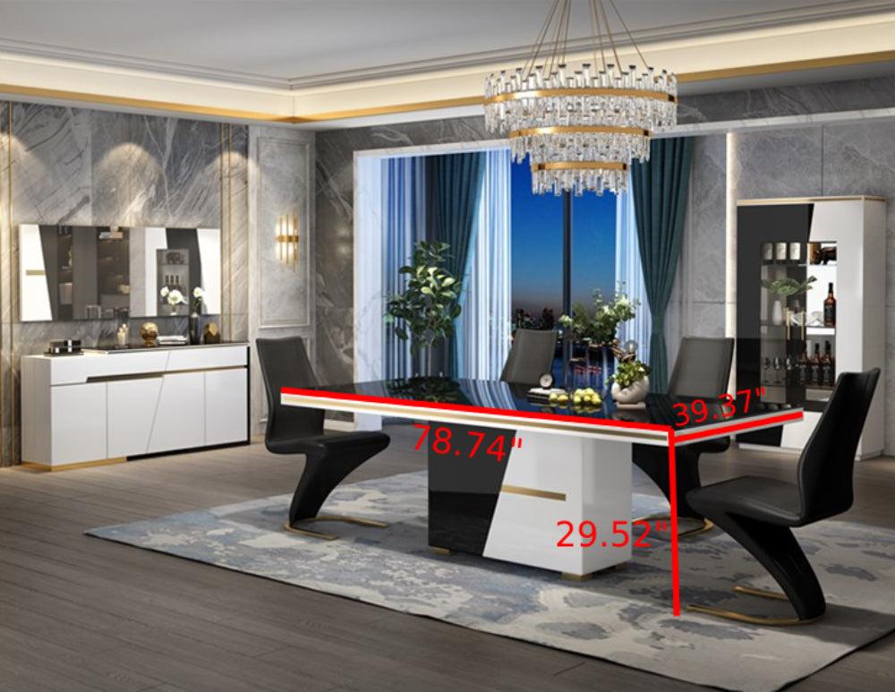 Lixra Glossy Glass-Top Exquisite Dining Table Set