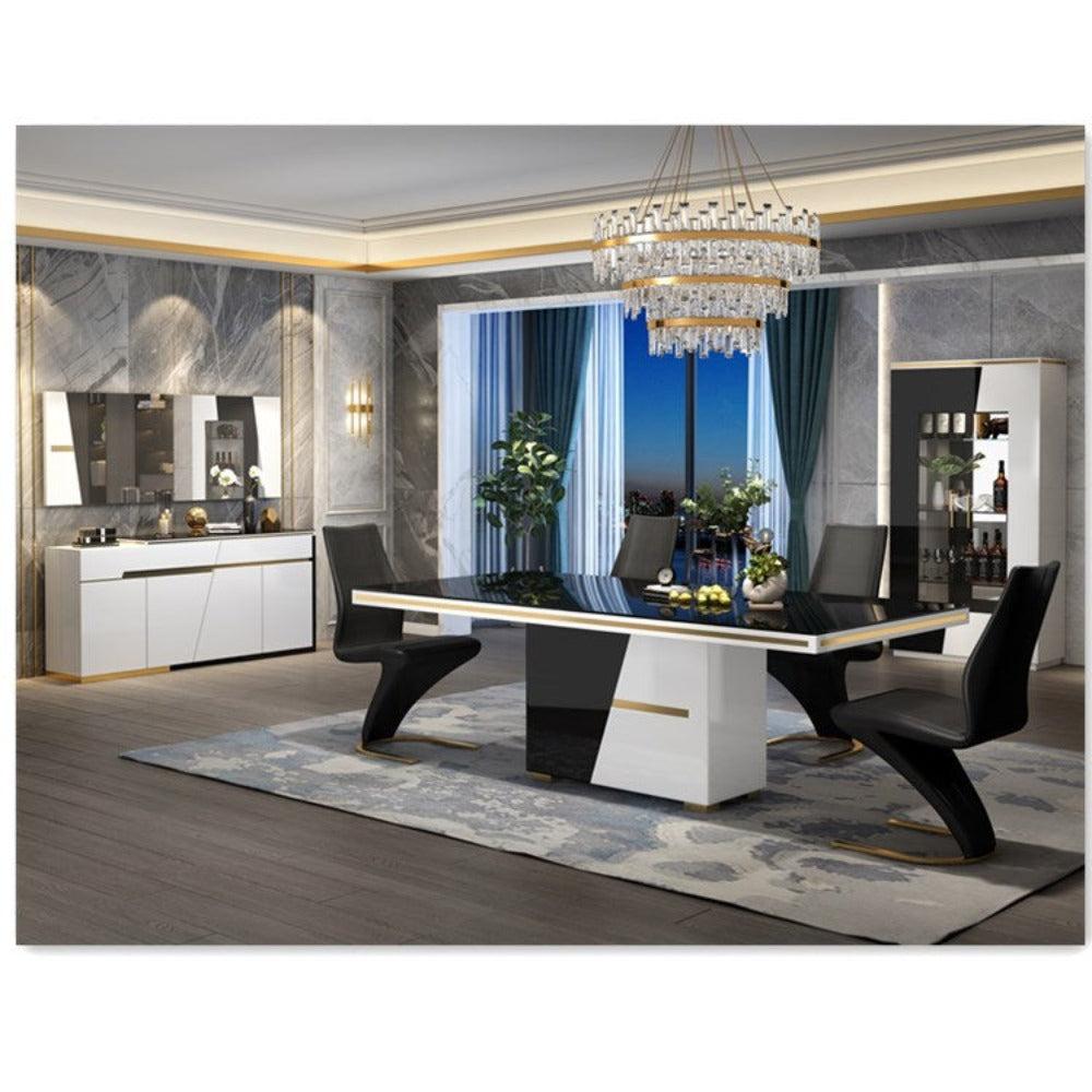 lixra Glossy Glass-Top Exquisite Dining Table Set