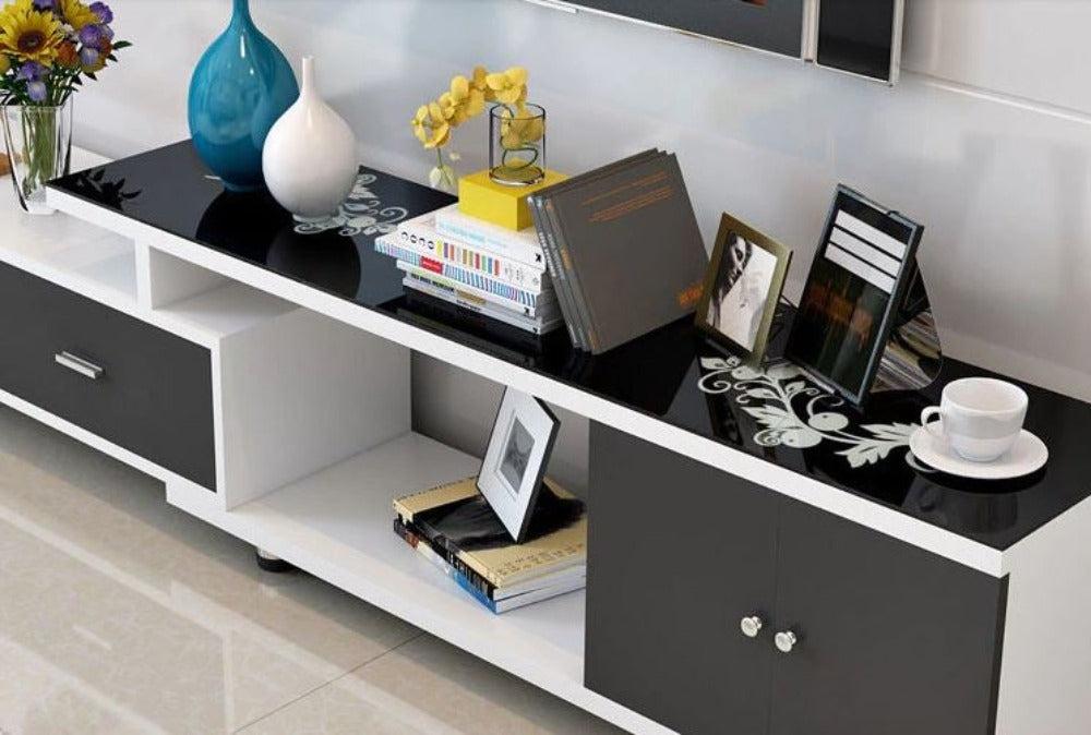Lixra Glossy Glass Top Modern TV Stand