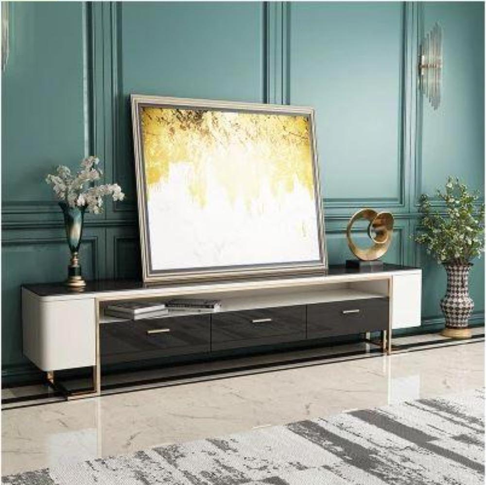 Lixra Glossy Glass Top Modern TV Stand
