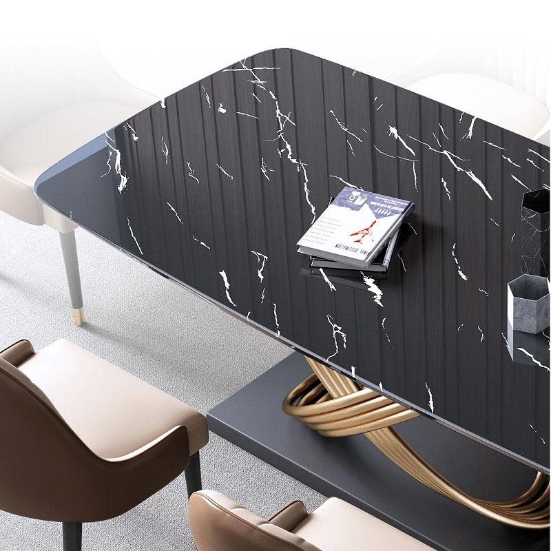 Lixra Glossy Indoor Marble Dining Table Set
