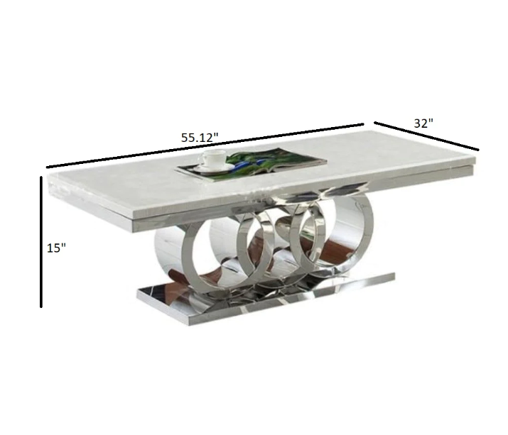 Lixra Glossy Marble Metal Coffee Table