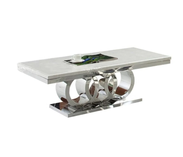 lixra Glossy Marble Metal Coffee Table