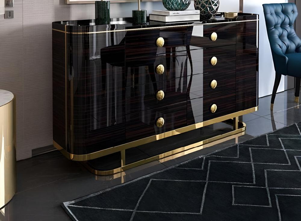 Lixra Glossy Marble Top Modern Buffet Table