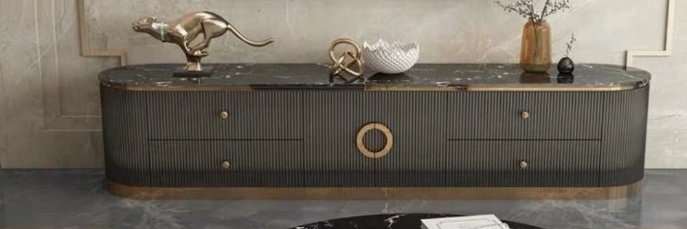 Lixra Glossy Modern Marble TV Stand