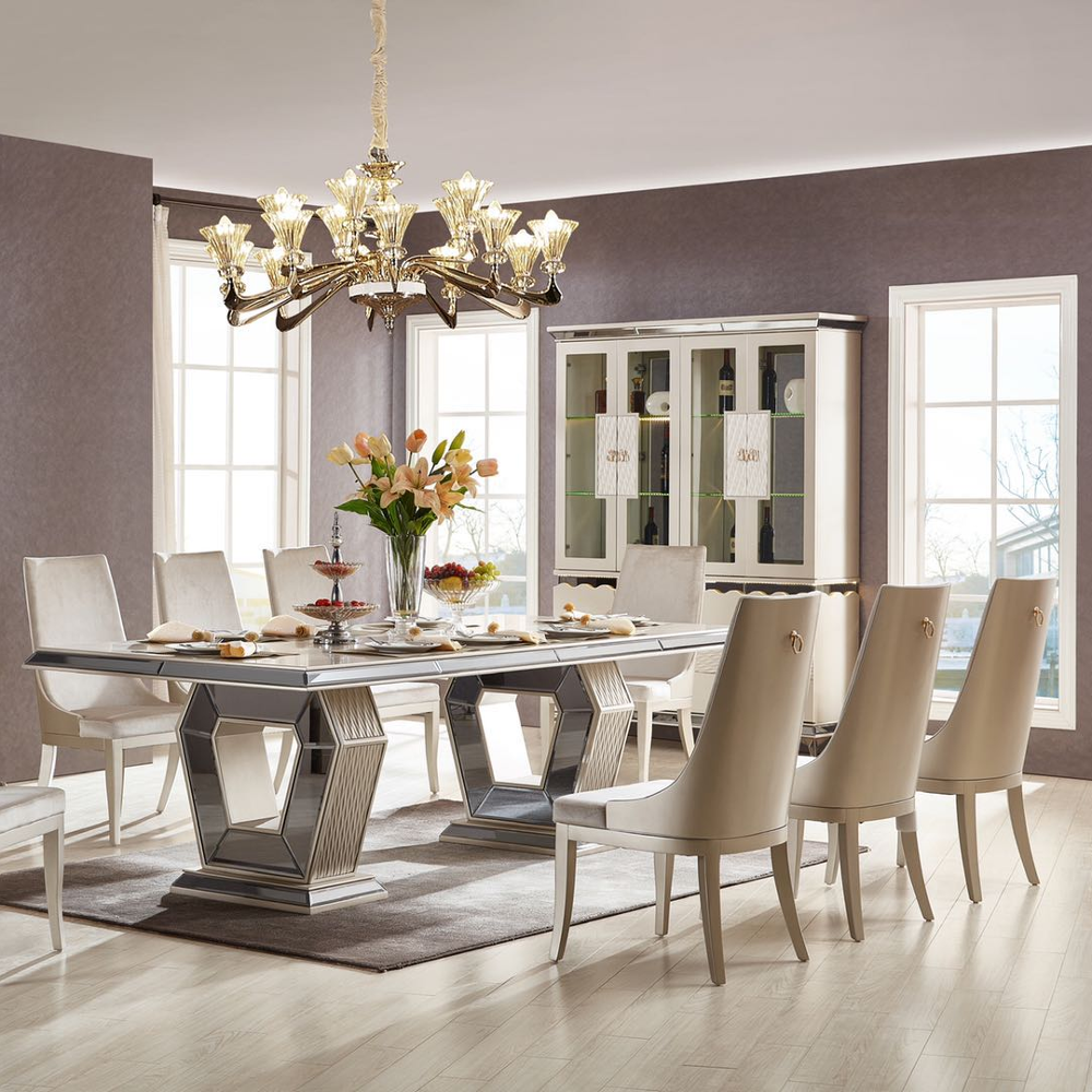 Lixra Glossy Wooden Delectable Dining Table Set