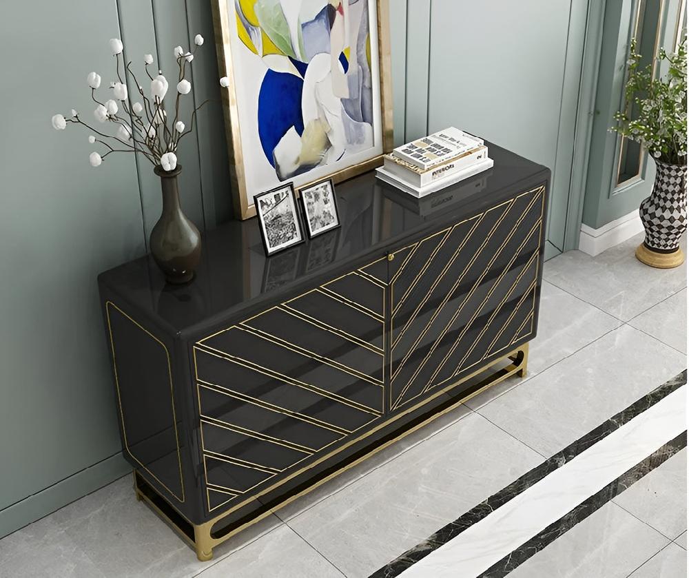 lixra Glossy Wooden Metallic Modern Buffet Table