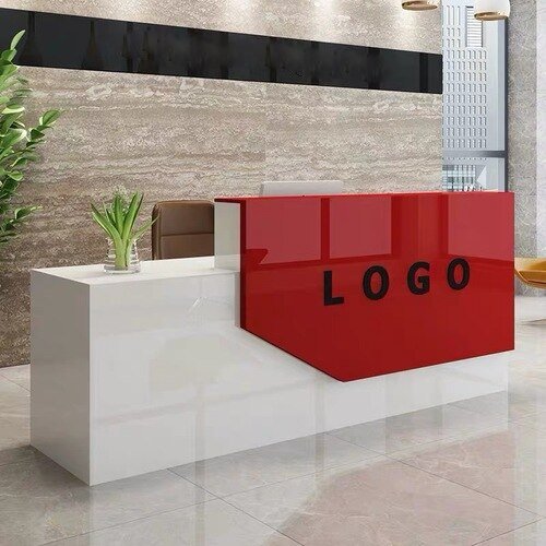 Lixra Glossy Wooden Reception Desk
