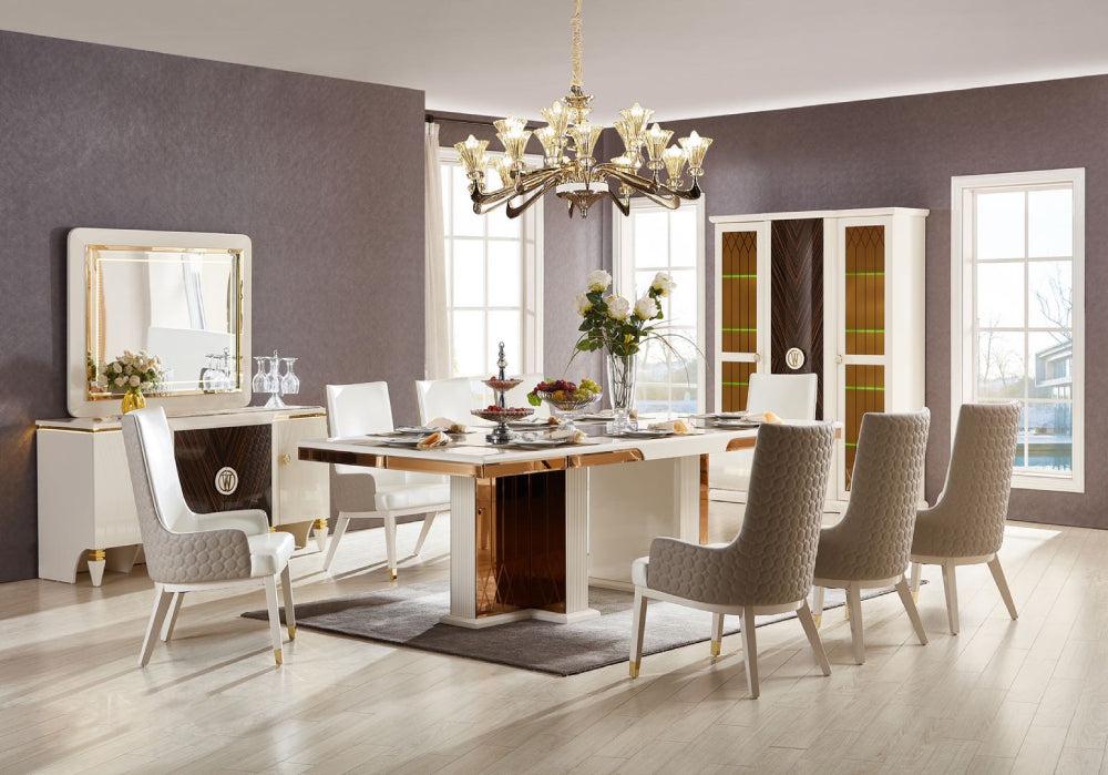lixra Glossy Wooden Resplendent Dining Table Set