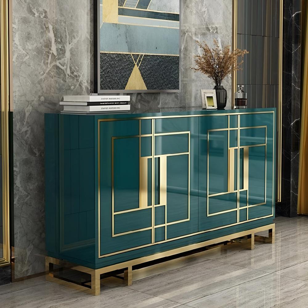 Lixra Glossy Wooden-Top Modern Buffet Table