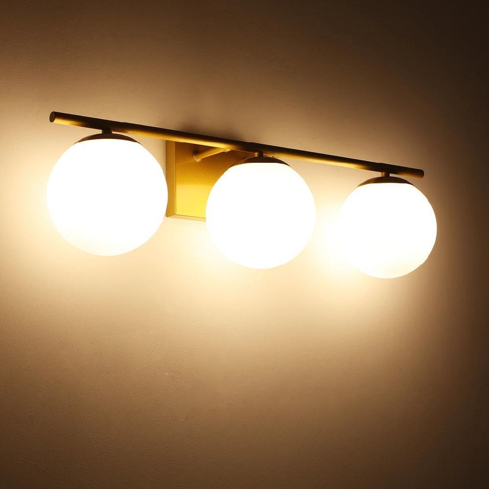 Lixra Gold And Milk White 3-Head Vanity Light