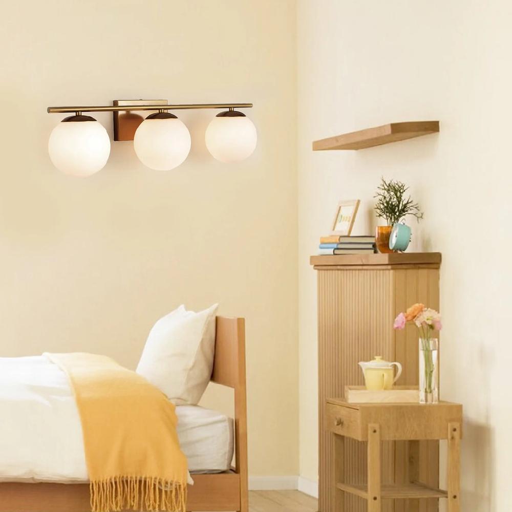 lixra Gold And Milk White 3-Head Vanity Light