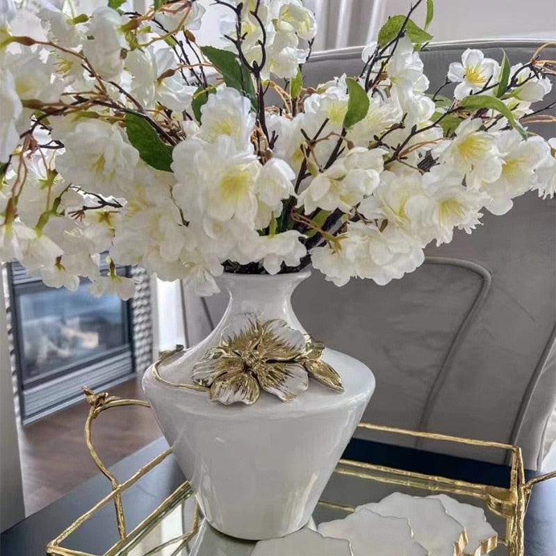 Lixra Gold Embossed Flowers Table Vase