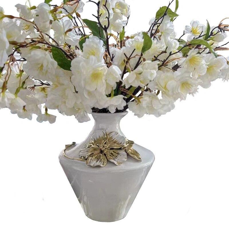 Lixra Gold Embossed Flowers Table Vase