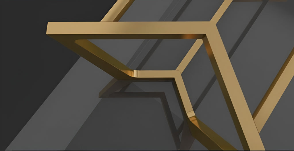 Lixra Gold Finish Marble Dining Table Set