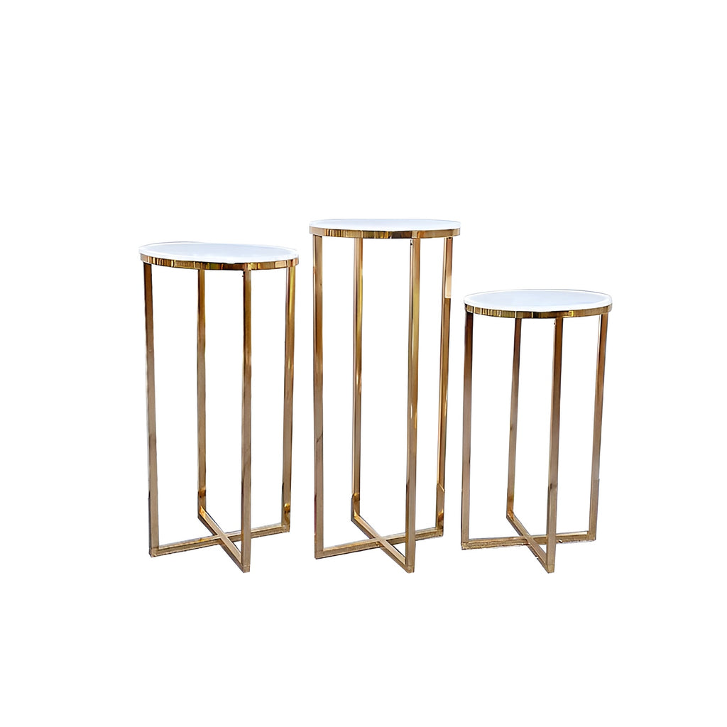 Lixra Gold Finish Metallic Pedestal Stand
