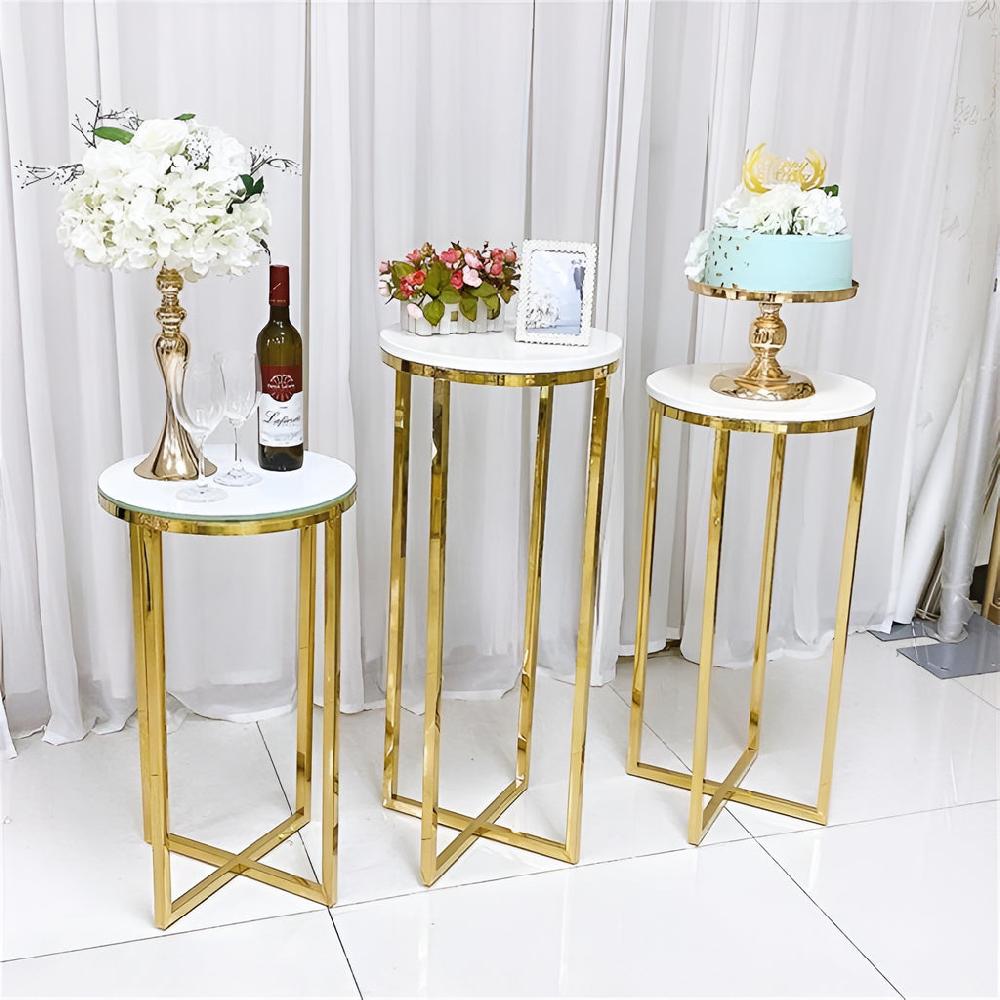 lixra Gold Finish Metallic Pedestal Stand