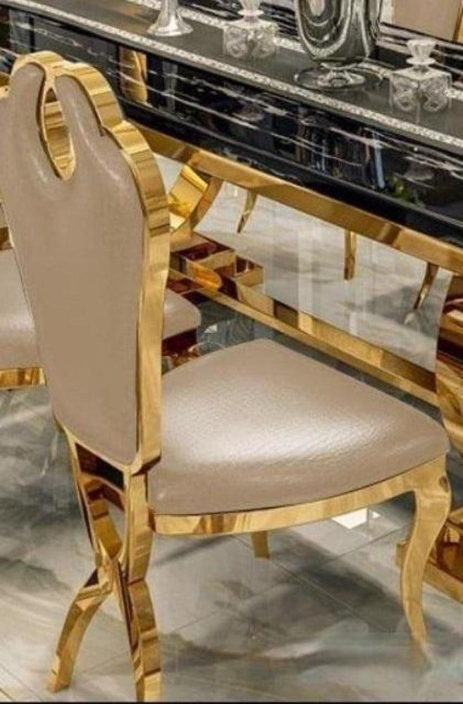 Lixra Gold Ostentatious Marble Dining Table Set