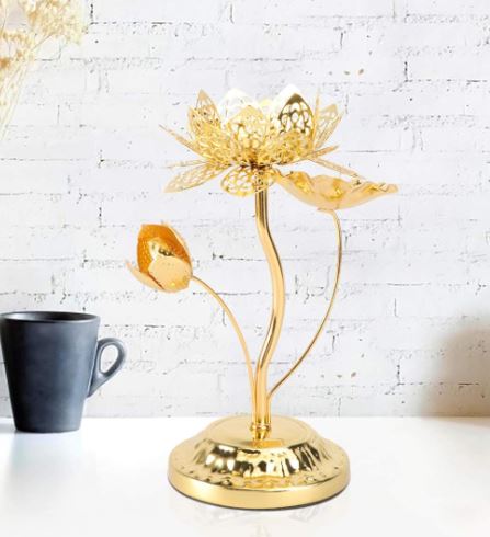 Lixra Gold-Plated Alloy Candle Stand
