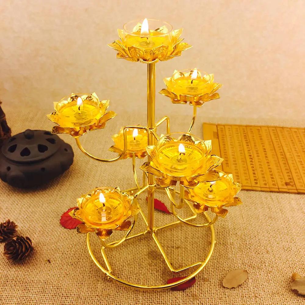 Lixra Gold-Plated Obsolete Lotus Candle Holder