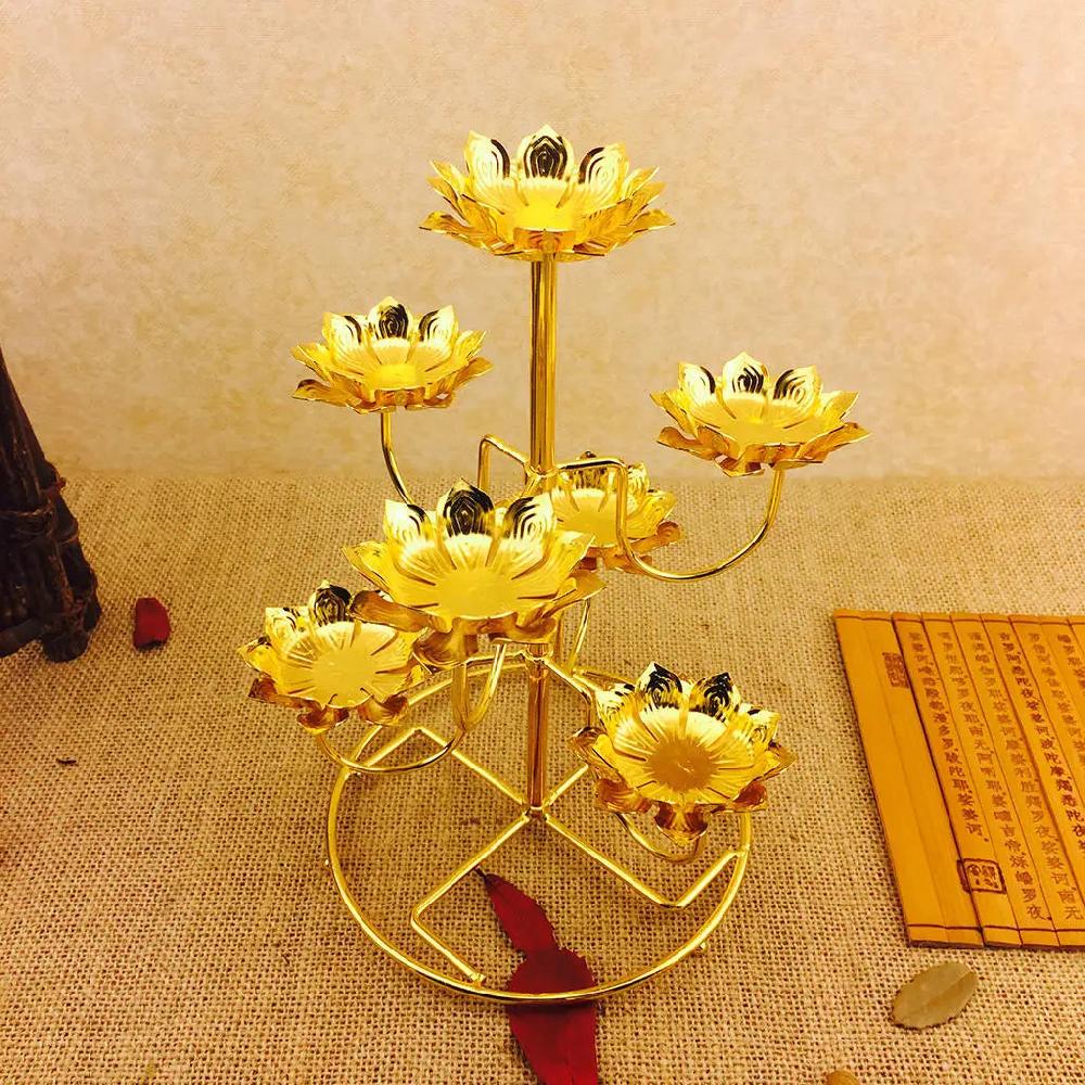 Lixra Gold-Plated Obsolete Lotus Candle Holder