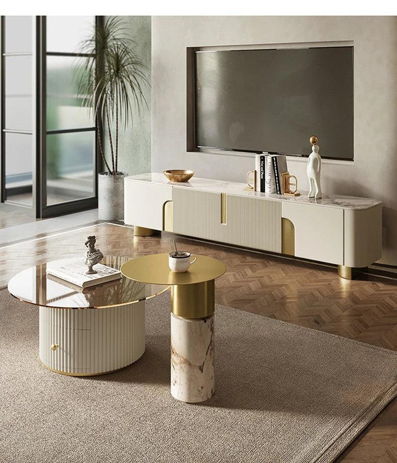 Lixra Gold-Plated Wavy Design Modern TV Cabinet