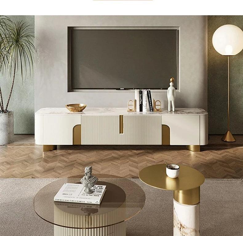 Lixra Gold-Plated Wavy Design Modern TV Cabinet