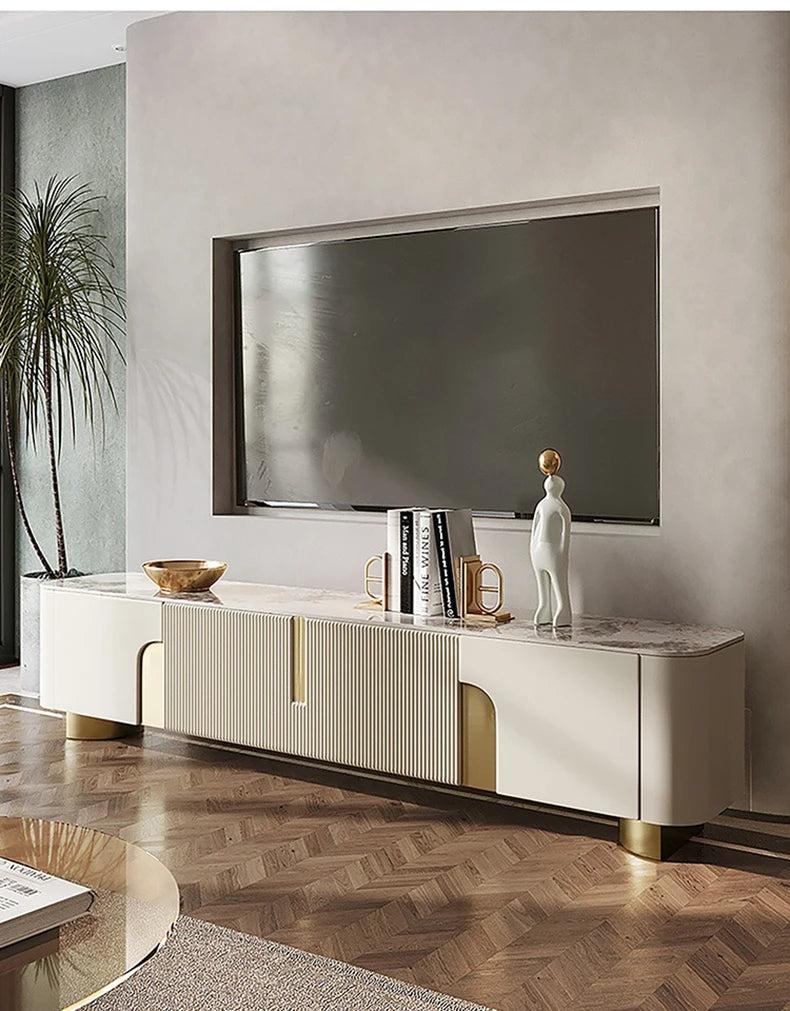 lixra Gold-Plated Wavy Design Modern TV Cabinet