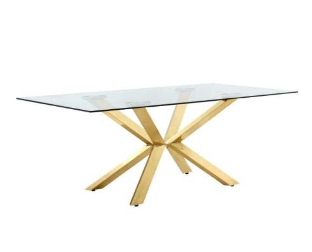 Lixra Golden Base Glass Top Dining Table