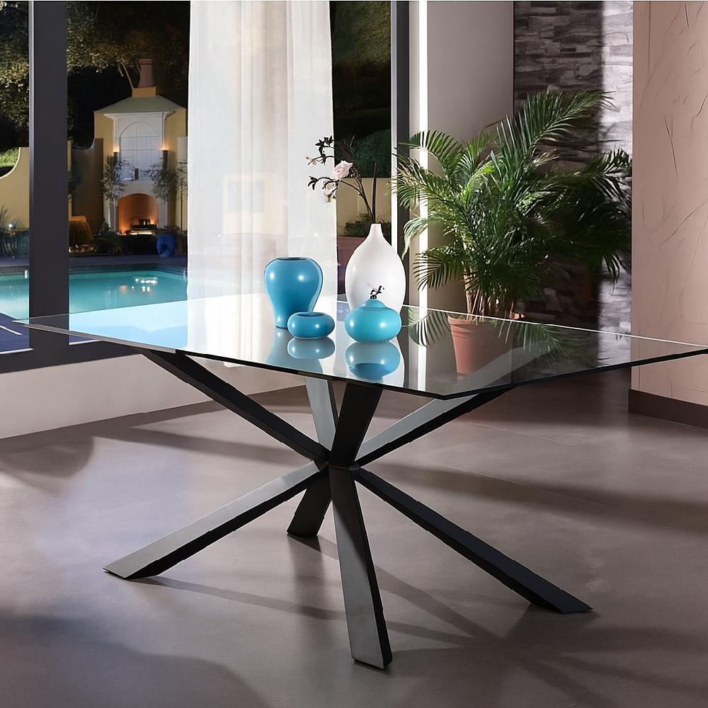 Lixra Golden Base Glass Top Dining Table