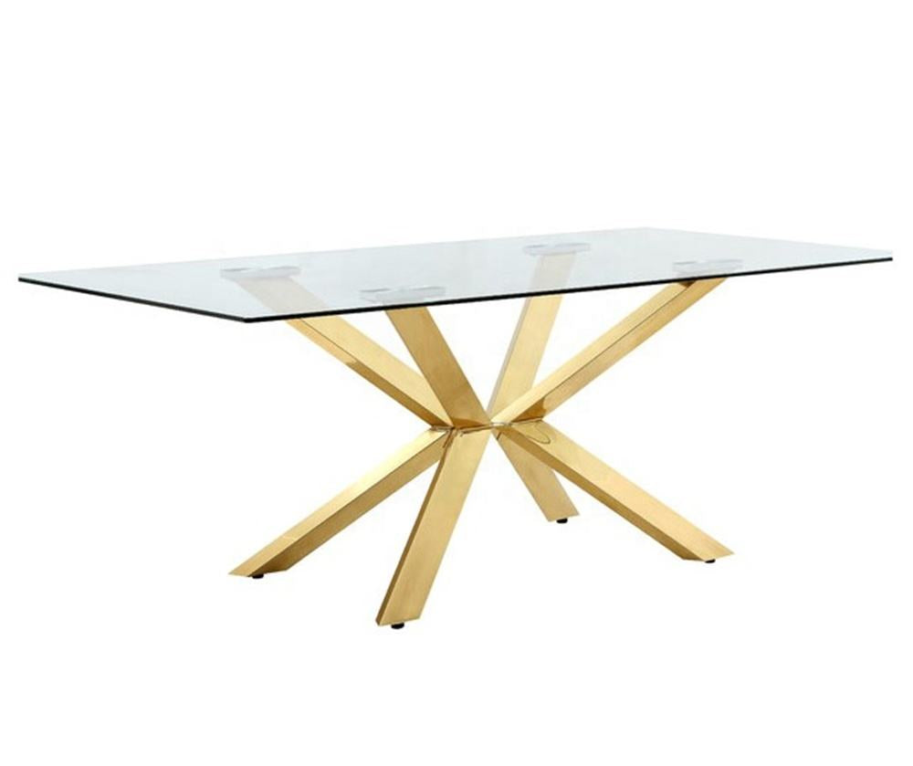 lixra Golden Base Glass Top Dining Table